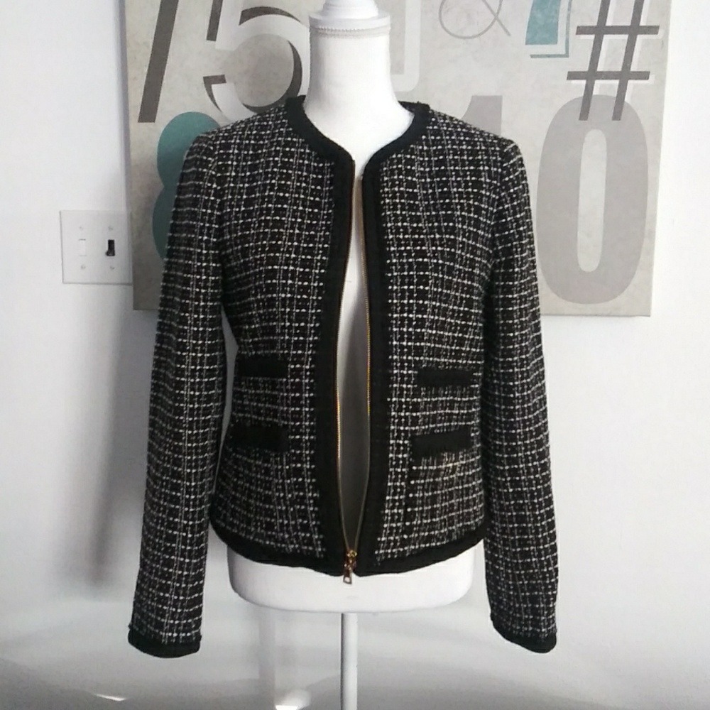 NWOT Ann Taylor black tweed jacket.
